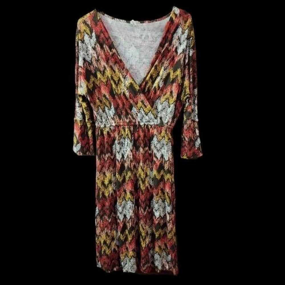 OLD NAVY - FALL COLORS - CHEVRON PRINT FAUX WRAP DRESS